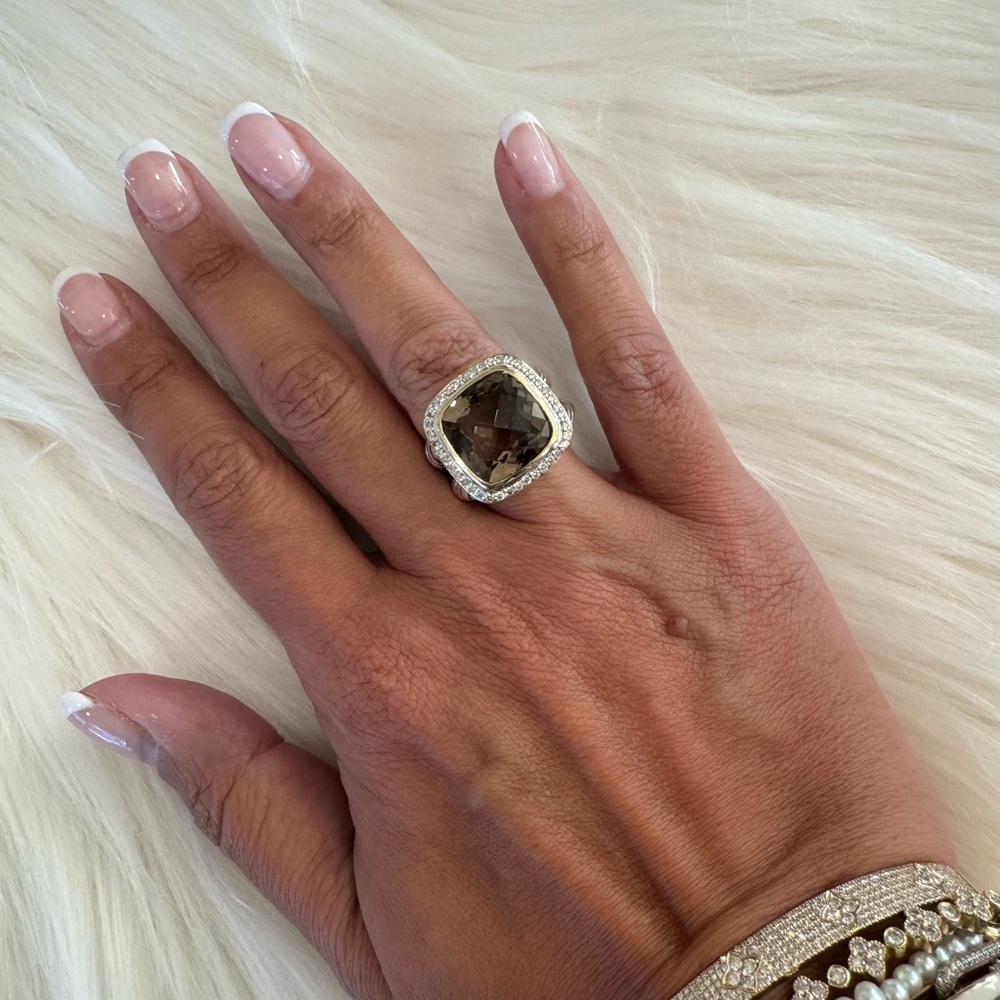 David Yurman Smoky Quartz & Diamond Sterling Ring - Size 7 - Picture 15 of 16